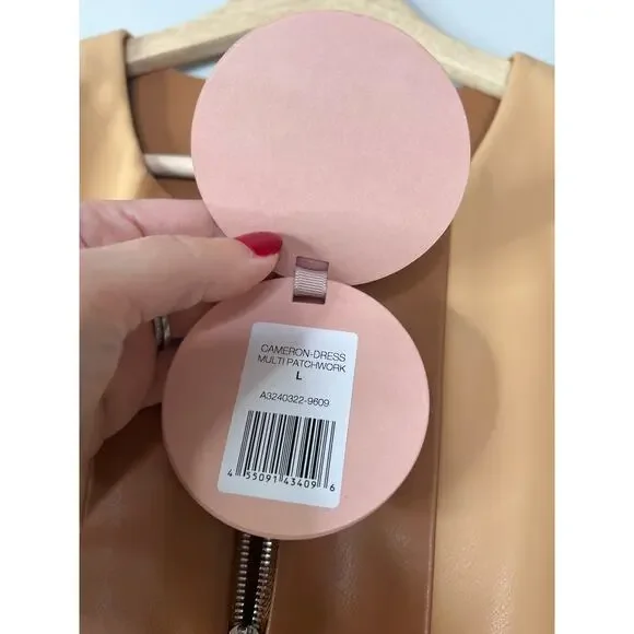 NWT Alexis Long Sleeve Vegan Leather Cameron Mini Dress Color Block Size: Large - Picture 5 of 9